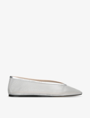Le Monde Beryl Luna Mesh Ballerina Flats In Silver