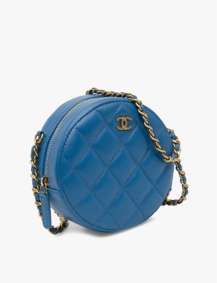 Shop Reselfridges Womens Pre-loved Chanel Leather Cross-body Bag Blue