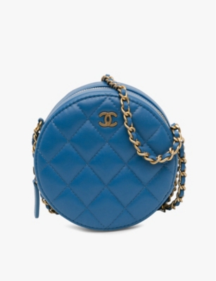 Shop Reselfridges Womens Pre-loved Chanel Leather Cross-body Bag Blue