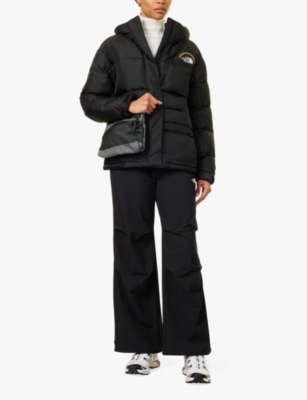 THE NORTH FACE WOMENS TNF BLACK ANNI EXPEDITION SYSTEM LOGO-EMBROIDERED PADDED SHELL-DOWN JACKET 
