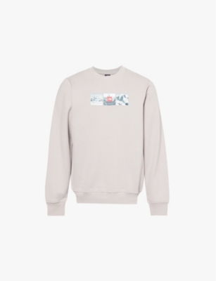 The North Face Mens  Expedition Brand-print Cotton-jersey Sweatshirt In Moonstone Grey