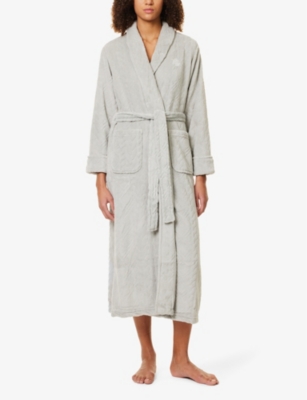 Ralph Lauren Plus Size Hartford Lounge Shawl Collar Knit Robe In Grey Heather