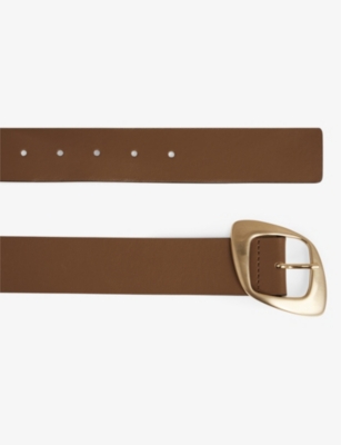 REISS: Christa curved-edge buckle leather belt