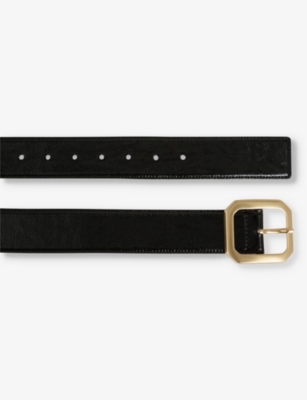Reiss Womens Evelina Oval-buckle Suede Belt Black In Black