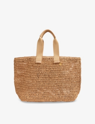REISS: Emeryson Crochet Raffia Tote Bag