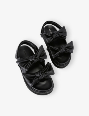 Kg Kurt Geiger Womens Rochelle Bow-embellished Faux-leather Sandals Blac In Black