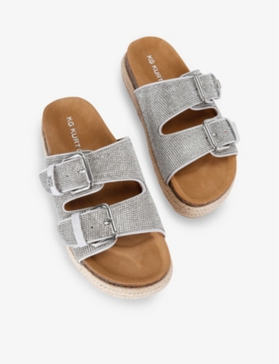 Kg Kurt Geiger Womens Raquel Gem-buckle Woven Sandals Silv In Silver