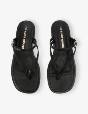 KG KURT GEIGER: Rail Faux-Leather Flat Sandals