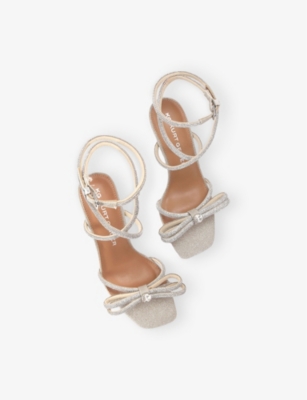 Kg Kurt Geiger Womens Silver Avery Crystal-embellished Woven Heeled Sandals In Silver