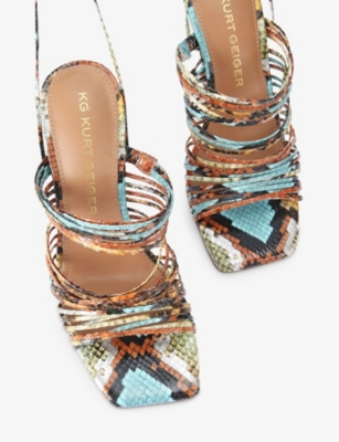 KG KURT GEIGER: Selected Multi-Strap Heeled Faux-Leather Sandals