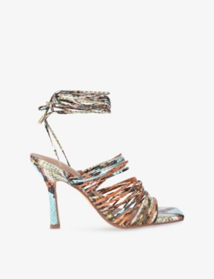 KG KURT GEIGER: Selected Multi-Strap Heeled Faux-Leather Sandals