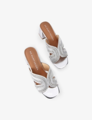Kg Kurt Geiger Womens Silver Pose Crystal And Pearl-embellished Woven Heeled Mules In Silver