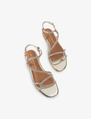 Kg Kurt Geiger Womens Gold Priya Crystal-embellished Woven Flat Sandals In Gold