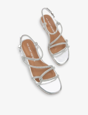 Kg Kurt Geiger Womens Silver Priya Crystal-embellished Woven Flat Sandals In Silver