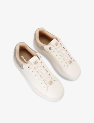 Kg Kurt Geiger Womens Kali Crystal-embellished Faux-leather Low-top Trainers B In Bone