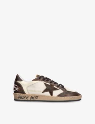 GOLDEN GOOSE: Ball Star Leather and Mesh Low-Top Trainers