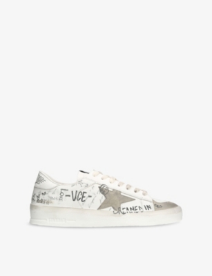 Mens Golden Goose Stardan Graffiti Leather Low-Top Trainers