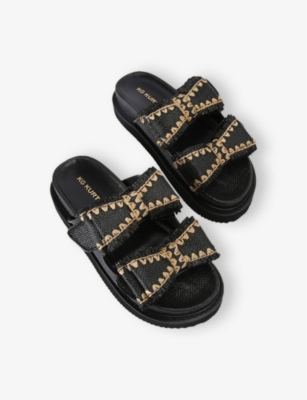 Kg Kurt Geiger Womens  Robbie Bow-embellished Raffia Sandals In Black/comb