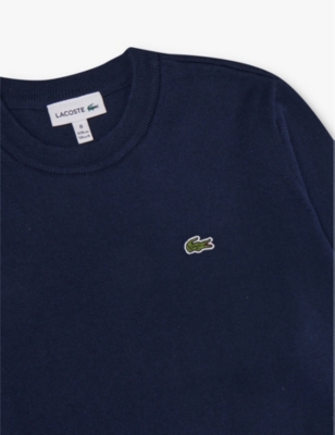 LACOSTE: Logo-patch long-sleeve cotton and wool-blend knit jumper 4--16 years