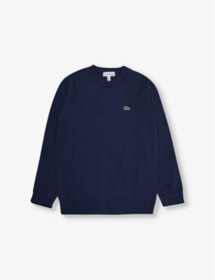 LACOSTE: Logo-patch long-sleeve cotton and wool-blend knit jumper 4--16 years