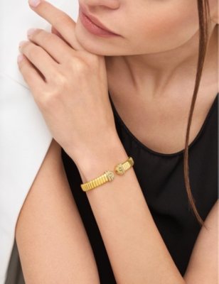 BVLGARI: Bvlgari Tubogas 18ct yellow-gold and 0.35ct brilliant-cut diamond bracelet