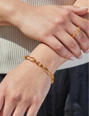ASTLEY CLARKE WOMENS YELLOW GOLD VERMEIL FLOE LINK INTERLOCK-DESIGN 18CT GOLD VERMEIL BRACELET 
