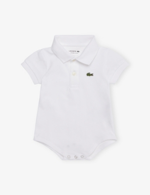 LACOSTE: Logo-Embroidery Cotton-Piqué Polo Bodysuit 6-18 Months