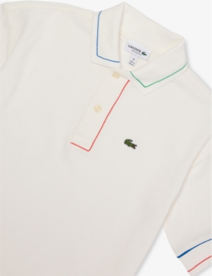 LACOSTE: Logo-Embroidered Contrast-Tip Cotton Polo 4-14 Years