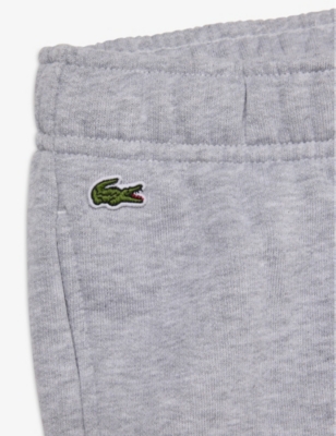 Shop Lacoste Logo-patch Relaxed-fit Cotton Jogging Bottoms 4-16 Years Silver Chin In Silver Chine