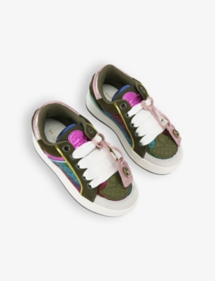 KURT GEIGER HAKI KIDS' MINI SOUTHBANK TAG LEATHER LOW-TOP TRAINERS EUR 34 / 2 UK 