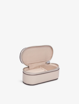The White Company Branded Leather Travel Jewellery Case Almond In Neutral