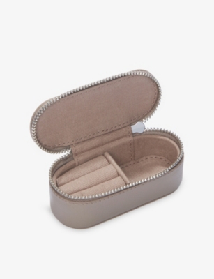 The White Company Hotchocola Branded Leather Travel Jewellery Cas In Gray