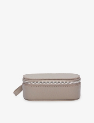 The White Company Hotchocola Branded Leather Travel Jewellery Cas In Gray
