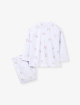 Shop The Little White Company Floral-print Brushed Organic-cotton Pyjamas 1-2 Y In White