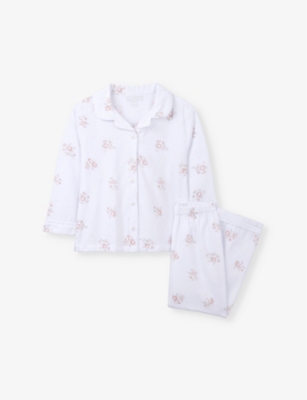 Shop The Little White Company Floral-print Brushed Organic-cotton Pyjamas 1-2 Y In White