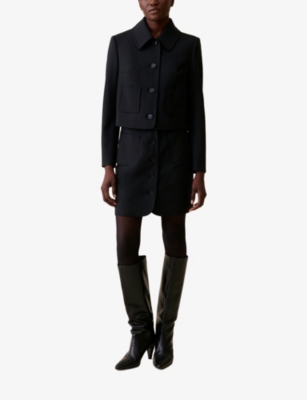 Claudie Pierlot Wool-blend Box Jacket In Noir / Gris