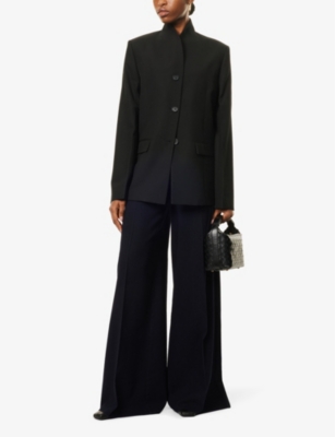 MAX MARA: Osol Wide-Leg Ribbed Stretch-Wool Trousers