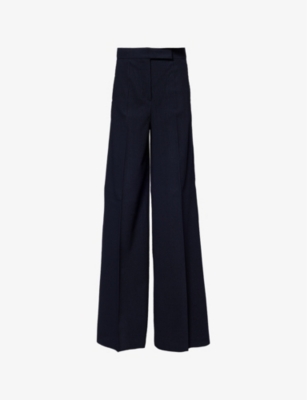 MAX MARA: Osol Wide-Leg Ribbed Stretch-Wool Trousers