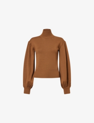 Max Mara Womens Tobacco Acume High-neck Wool Jumper In Tobacco