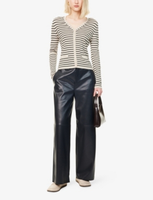 S MAX MARA: Storia Wide-Leg Coated Faux-Leather Trousers