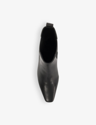Dune Womens Black Black Leather Odele Heeled Leather Chelsea Ankle Boots In Black Black Leather