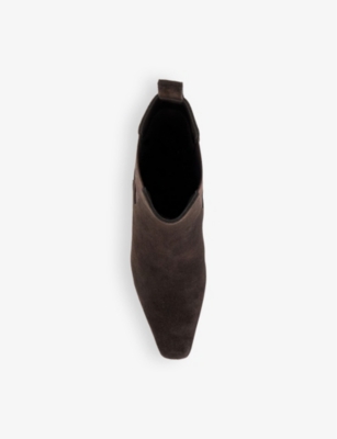 Dune Womens Brown Suede Odele Heeled Suede Chelsea Ankle Boots In Brown Suede