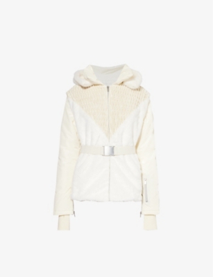 MY SUNDAY SKI WOMENS MY SUNDAY SKI HOODED BELTED SLIM-FIT WOVEN JACKET