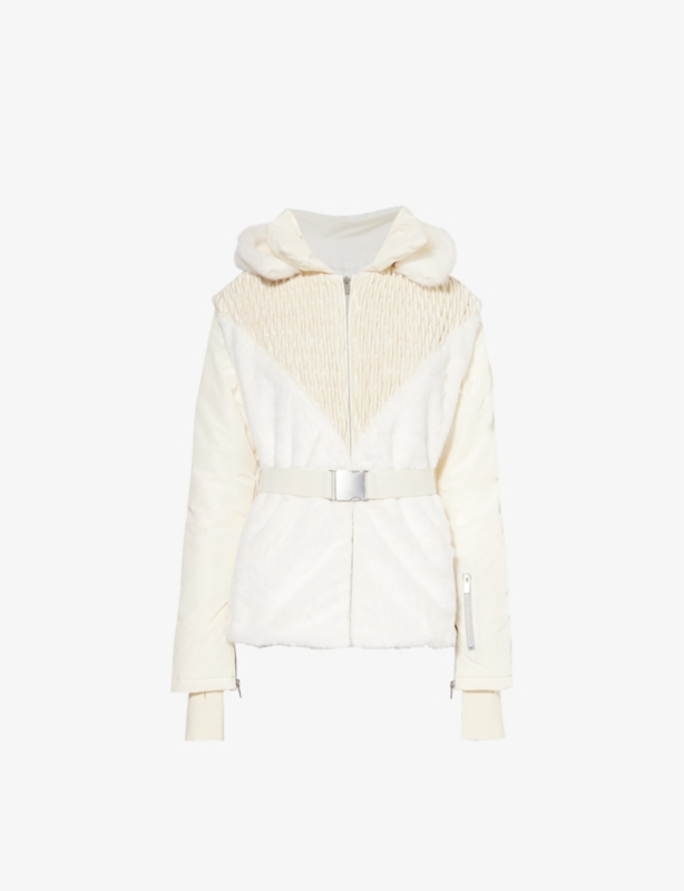 Hooded belted slim-fit woven jacket