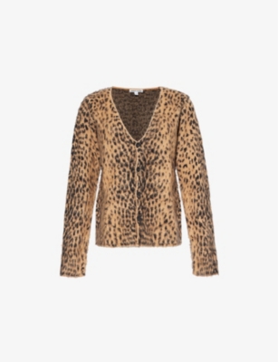 Leopard chuck brushed-knit cardigan