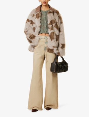 JADED LONDON WOMENS MULTI LORAX TWO-SLIP-POCKETS RELAXED-FIT FAUX-FUR COAT 