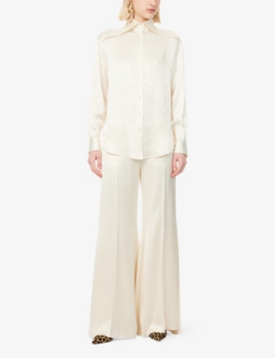 MCQUEEN: Flared Two-Slip-Pockets Wide-Leg High-Rise Woven Trousers
