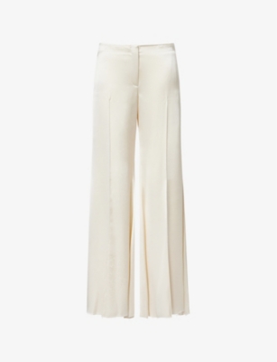 MCQUEEN: Flared Two-Slip-Pockets Wide-Leg High-Rise Woven Trousers