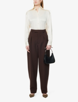 MCQUEEN: Pointed-Collar Crinkled Woven Shirt