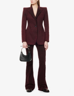 Alexander Mcqueen Womens  Flared Five-pockets Straight-leg Mid-rise Denim Jeans In Dark Raspberry